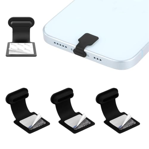 Image of MAK Type C Charging Port Dust Protection Caps, USB C Anti-Lost Dust Plugs Silicone Protectors Type C Plug Covers with Removable Adhesive Compatible with Mobile, Laptop (Black- 3Pc)