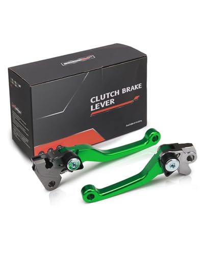 JFG RACING Dirt Bike Foldable Clutch Brake Levers,Clutch Lever Breakaway Levers for KX125 06-08/KX250 05-08/KX250F 05-12/KX450F 06-12 Green