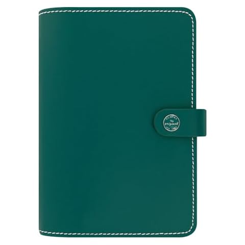 Filofax The Original Organizer, Personal Size, Dark Aqua - Leather, Six Rings, Week-to-View Calendar Diary, Multilingual, 2025 (C022382-25) Cover