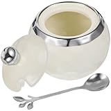 EPIGEIST Keramik Zuckerdose mit Deckel und Löffel Rundes Salz und Gewürzglas in Weiß mit...