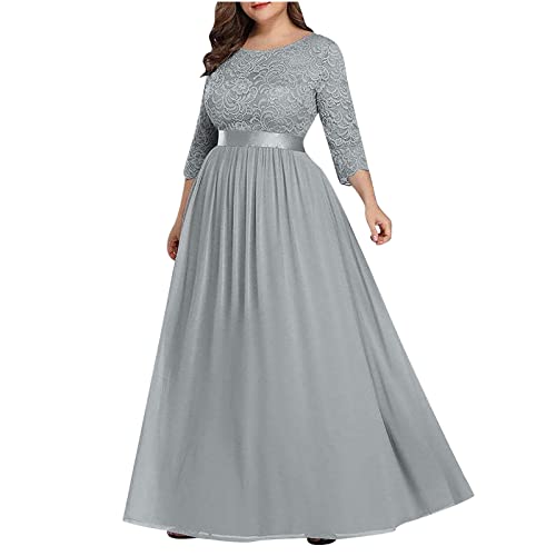 Dyhxuan Abendkleid Lang Damen Spitze Patchwork Ballkleid 5XL Siebenteilige...