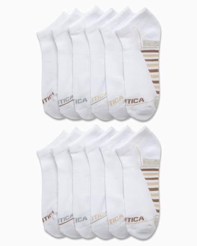 Image of Nautica Womens Low Cut Socks - 12 Pack Breathable Mesh Cushioned Athletic Performance No Show Socks for Women