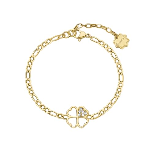 Bracelet femme en acier collection Chakra trèfle cristaux