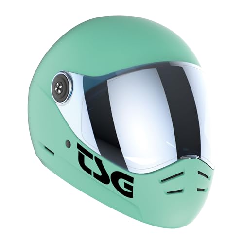 TSG - Pass 2.0 Full-face Premium Helmet w/Two Visors | Downhill Skateboarding, E-Skating, E-Onewheeling, Longboarding | Nose Ports, Air Flow Channels, Ear Slots, Adjustable Pads, Satin Blue, Medium