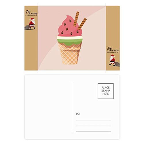 Carte de remerciement et carte postale cône de pastèque pour Noël - 20 pièces