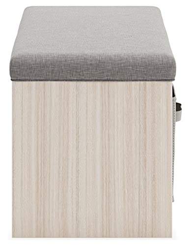 Signature Design By Ashley Blariden Upholstered Storage Bench With Removable Baskets, Gray #TOP6
