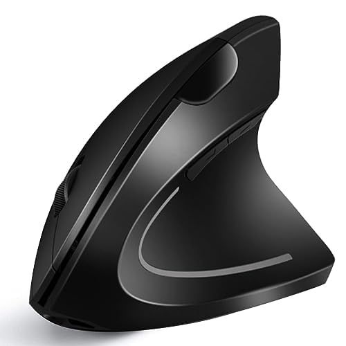 Ergonomic Wireless Mouse, Acedada Rechargeable 2.4G USB Wireless Vertical Ergonomic Mouse, 800 / 1200 /1600 DPI, for Laptop, Desktop, PC, Computer, Notebook - Black