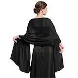 SDXCJY Châles soyeux pour femme, 200 x 70 cm, écharpe transparente légère pour robe de fête de mariage et de soirée, Noir , 200*70cm