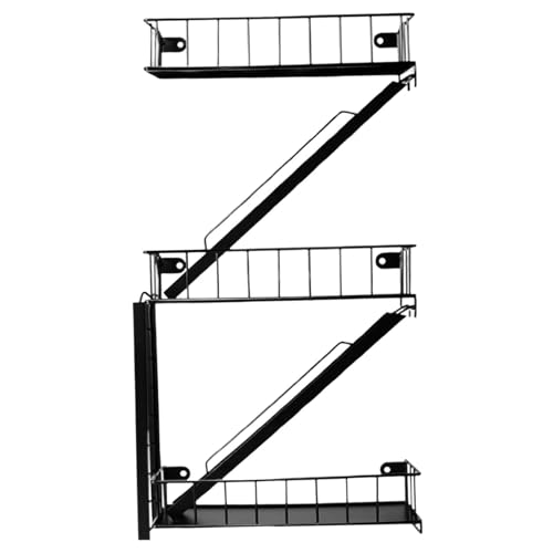 WeiLaiKeQi 壁装飾棚アイアンアート火災避難壁棚フローティング棚多機能植物スタンド植木鉢ホルダークリエイティブアイアン構造適しています, 3層拡大