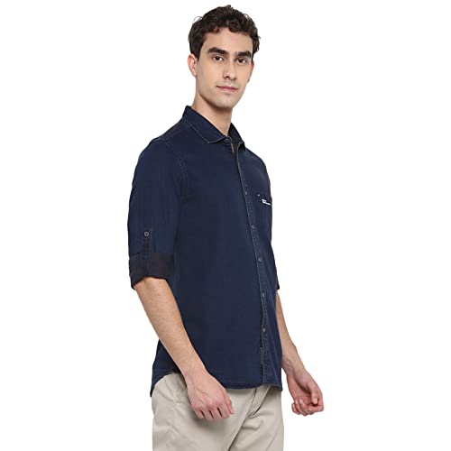 Image of Red Chief Denim Solid Fabric Full Shirt for Men