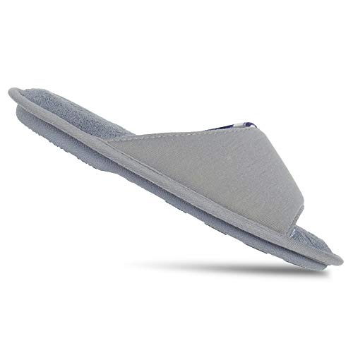 Hanes Womens Open Toe Contrast Plaid Slide With Memory Foam And Anti-Skid Sole Slipper, Grey, Large Us #TOP6