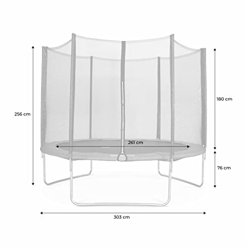 Trampoline de jardin 3m Mars sécurisé avec filet de protection gris - 7