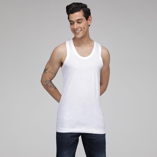 Image of sporto Macho Men's Cotton Solid Vest Pack of 4