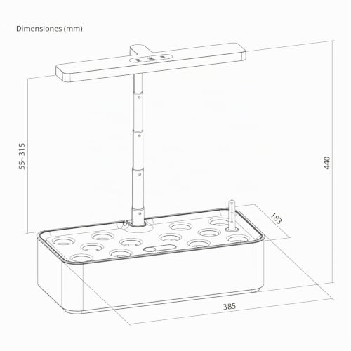 Miniatura 7 de Greenblue Gb133 Maceta Inteligente Smart 12 Plantas 4 L Cultivo Automático Pantalla Táctil Iluminación Ajustable 55-315 Mm