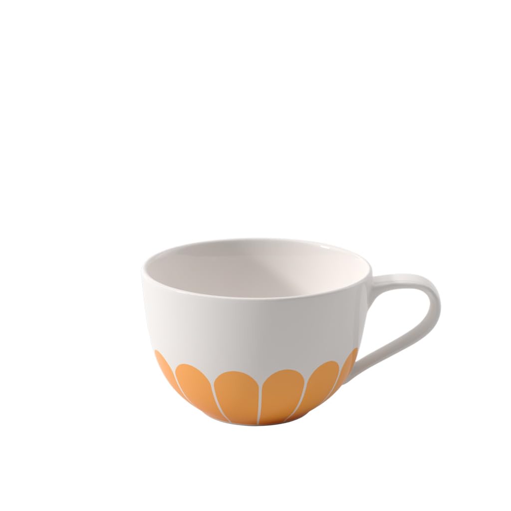 Villeroy & Boch – Fleur Cappuccino Cup, Dimensions: Approx. 14.5 × 11 × 7 cm, Orange, Dishwasher-Safe & Microwave-Safe, Floral Decor, Premium Porcelain Coffee Cup
