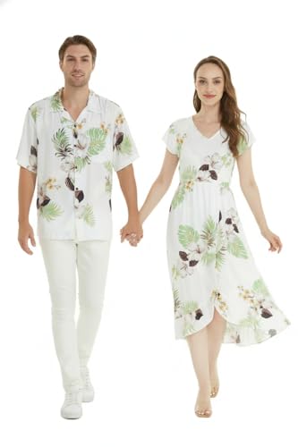 Image of Matchable Couple Hawaiian Shirt or Wrap Dress Signature Prints Pineapple | Sold Individually; Soft Rayon Fabric; Lightweight Comfort; Signature Tropical Prints; Vacation Ready
