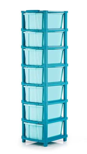 Claiez Plastic Drawer Organizer Self Standard Rectangular Multi Purpose Modular Drawer System Large Chest of Drawer Organizer for Home Office,Product Dimension When assembeled (7xl, Blue hex). (B0DGF48SNL) Amazon Price History, Amazon Price Tracker