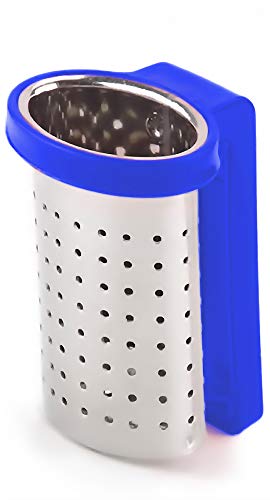 Dvcline Tea infusers for Loose Tea-Stainless Steel Hot Tea Holder-Colorful Design Mini-Travel Size BPA-Free Silicone Handle, Perfect Fit for Black Tea Bags, Loose Leaf Tea Strainer and Infuser(D Blue)