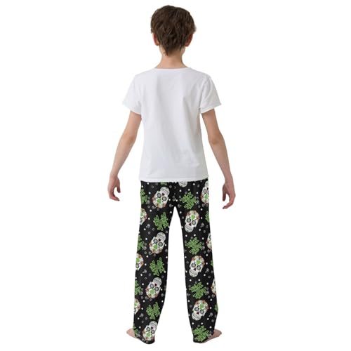 ZZXXB Trick Or Treat Skull Boys Long Pants Soft Trousers Elastic Waist Kids Lounge Bottoms with Pockets S-XL3