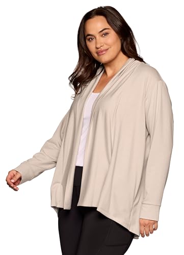 Image of RBX Active Women's Cardigan with Pockets, Lightweight French Terry Open Cardigan Sweater for Yoga, Everyday, with Plus Sizes