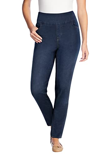 Woman Within Plus Size Womens Plus-Size Flex-Fit Slim-Leg Pull-On Gap-Free Stretch-Denim Jeans