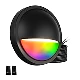 ZestPatio Outdoor RGB Fence Post Lights Wired, 3W 12V Wired LED RGB Color Changing Low Voltage Landscape Lighting for Outdoor Deck Fence Post Stair Step Railing, IP65 Waterproof, ETL, Black, 1PK