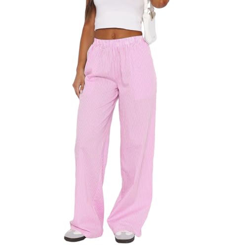 NUFIWI Women Y2k Lounge Pants High Waist Striped Printed Wide Leg