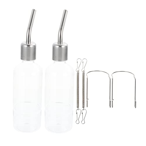 HANABASS Hanging Water Bottle for Rabbits Stainless Steel Plastic Leakproof Easy Installation Monitor Pet's Drink