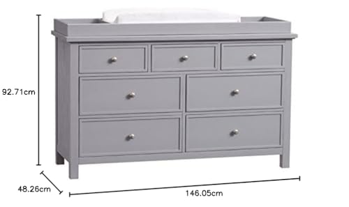 Image of APRODZ Wooden Sideboard Cabinet for Hallway Living Room 7 Drawer Organiser for Bedroom Multipurpose Furniture Home Kitchen Drawing Room Lounge with Top Storage & Mattress (Included) (Grey)