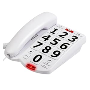 Swiixxer Grote telefoon voor ouderen, vaste telefoon, hulptelefoon met één knop voor slechtzienden en gehoorhandicapten