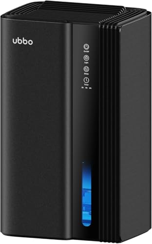 Image of UBBO 95oz Dehumidifiers for Home, 1000 Sq.Ft Dehumidifier with Drain Hose - Auto Shut Off, Timer, Sleep Mode & Drain Hose - 7 Color Light for Bedroom, Bathroom, RV - Black