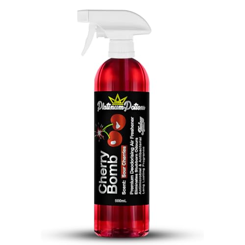 Image of Water-Based Car Air Freshener Spray | Luxury Automotive Deodorizer | Mold-Resistant Formula | Eliminates Odors and Refreshes Vehicle Interior | 17 fl oz | Cherry Bomb