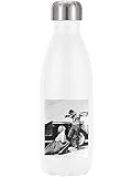  Bouteille d\'eau thermique isolée sous vide avec un personnage célèbre près d\'une voiture vintage avec un pistolet rebelle - Blanc