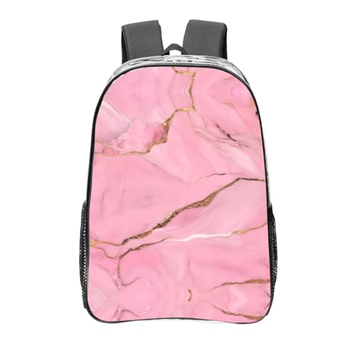 Sac à dos transparent imprimé marbre rose pour passer les contrôles de sécurité facilement
