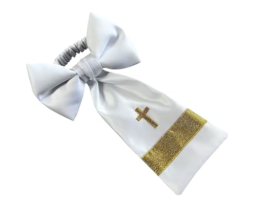 Boys Communion Armband White Satin Embroidered Religious Cross2