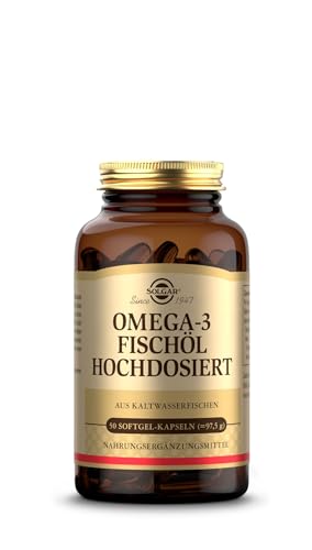 SOLGAR® Omega-3 Fischöl hochdosiert | Kaltwasser-Fischöl mit EPA und DHA | Mehrfach ungesättigte Fettsäuren | mit 1764 mg Omega-3-Fettsäuren pro Tagesdosis | 50 Softgel-Kapseln