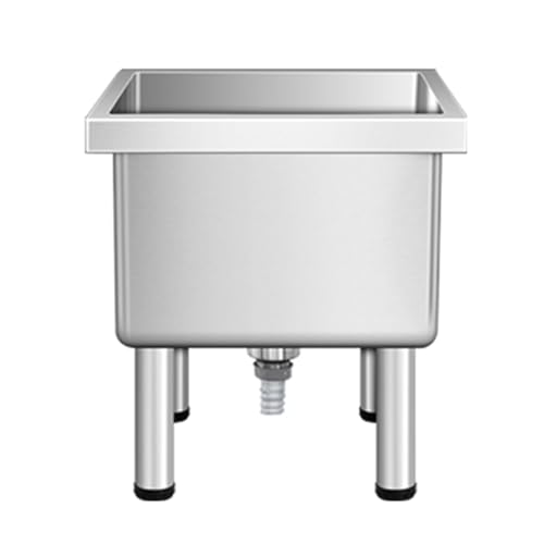 Fregadero comercial de acero inoxidable para fregona, cubo de fregona, cubo de ropa, fregadero de un solo cuenco