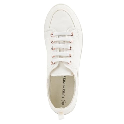 Image of FUNKYMONKEY Slip-On Canvas Sneakers for Women, Comfortable Lightweight Lace-Up Flat Casual Tennis Shoes Breathable Walking Shoes for Everyday Wear