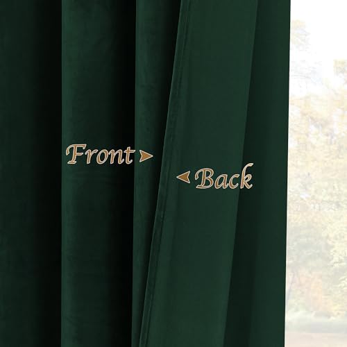 PONY DANCE Dark Green Velvet Blackout Curtains - Image 4
