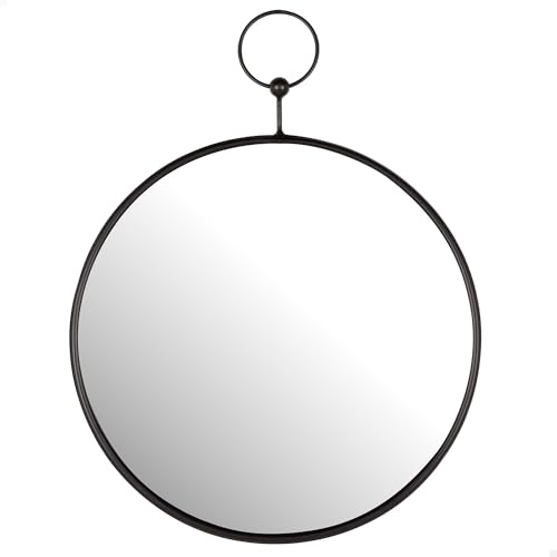AKTIVE MAX Home Espejo Pared Redondo D35, Enganche metálico Negro, Marco Metal, Cristal, Espejo Decorativo, Fácil fijación (Tornillos no incluidos), Ideal baños, dormitorios (18450)