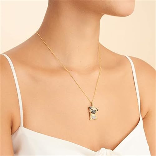 DUTACK Goldener Mops-Anhänger für Frauen – bezaubernder Schmuck für Hundeliebhaber, florales Emaille-Haustierzubehör, aufmerksames Geschenk für Geburtstage und Feiertage, M, Legierter Stahl, Abalone
