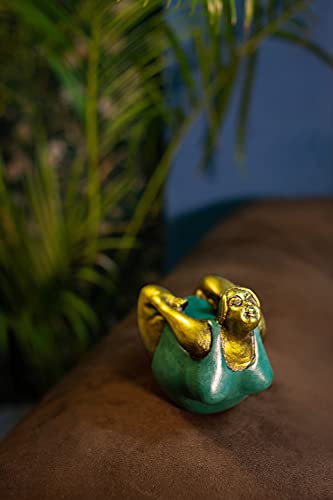 Estatua Decorativa Mujer Yoga Pose Resin Verde Dorado 4" miniatura 3