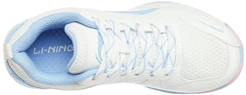 Image of Li-Ning Ultra Power Non-Marking Unisex-Adult Badminton Shoe|Indoor Sports|Stability Heel, Prototypical Sole, Lightweight Shoe (White /Lt Blue,UK 1)