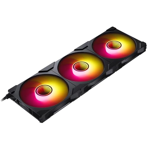 Phanteks M25-140 Gen2 Triple Pack, 3X 140mm ARGB High Performance Cooling Fans, Daisy-Chain Unified Fan Frame, Infinity Mirror hub, Single Cable Connection, Black