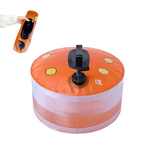 Contenedor de Agua Plegable 3.4 Galones con Grifo Antigoteo | Bolsa para Almacenaje al Aire Libre para Senderismo y Supervivencia | Camping, RV y Emergencias | Libre de BPA Color Amarillo Limón 3.4 Galones
