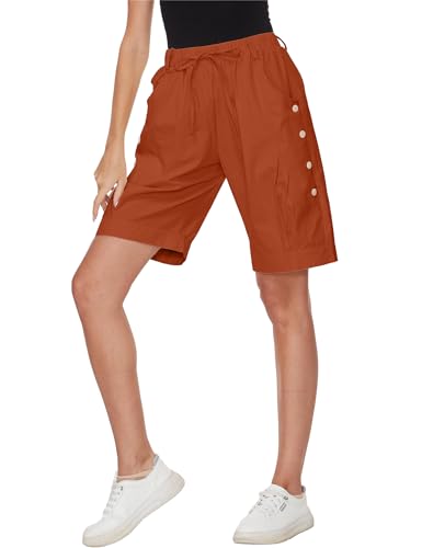 Women's High Waist Bermuda Shorts Loose Drawstring Capri Pants with Pockets Wide Leg Summer Shorts4