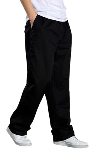 Men's Twill Loose Fit Lightweight Drawstring Full Elastic Waist Pull On Cargo Pants3