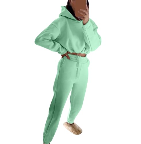 Jogginganzug Damen Set Crop Top Hoodie Trainingsanzug Loungewear Damen Set Sportanzug Freizeitanzug Hausanzug Damen Set Tracksuit Jogginganzüge für Frauen Trainingsanzüge Damen Bauchfrei Grün S Jogginganzug Damen Set Crop Top Hoodie Trainingsanzug Loungewear Damen Set Sportanzug Freizeitanzug Hausanzug Damen Set Tracksuit Jogginganzüge für Frauen Trainingsanzüge Damen Bauchfrei Grün S