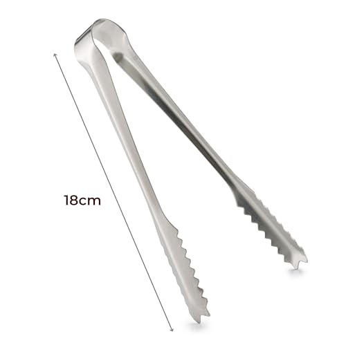 Barcool Stainless Steel Ice Tongs | 18cm / 7" Perfect for Home Bar, Pubs & Restaurants (Silver Polished Stainless Steel)
