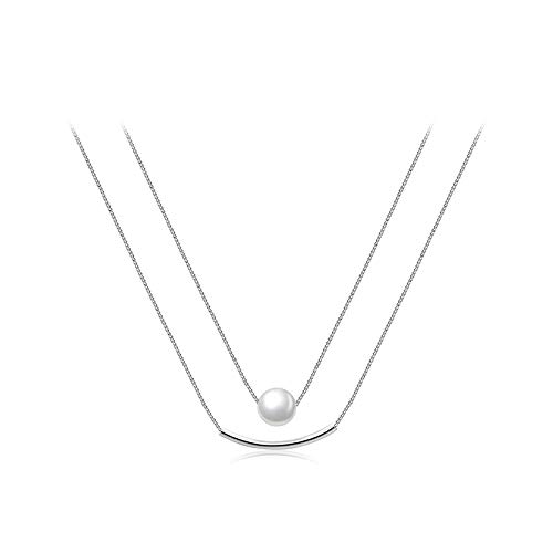 Bijoux collier argent perle artificielle femme | Chaîne de clavicule fine